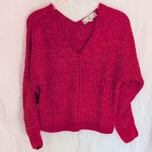 Pink Rose Women's Vibrant Red V-Neck Sweater